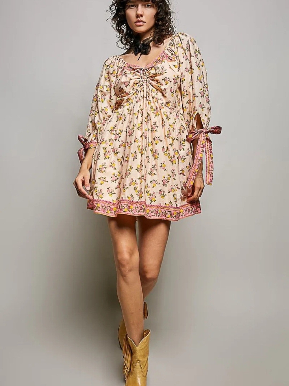 POL Floral Boho Mini Dress | Size Large